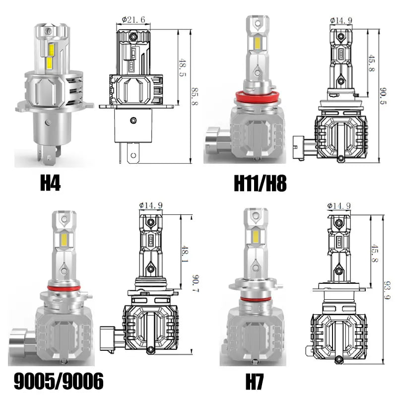DAWNKNIGHT M5P H4 H11 Светодиодная лампа мини разм...